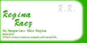 regina racz business card